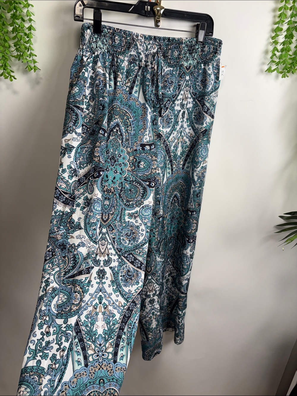 SHEIN Teal Paisley Wide Leg Pants